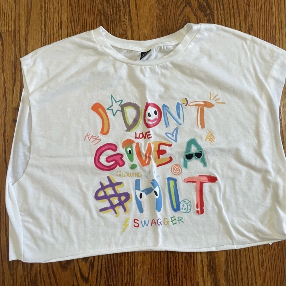 Don't Give A $hit Gym Oversized Sleeveless Tee Shein White Size Small